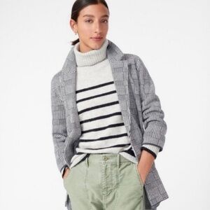 J.Crew Sophie Open-Front Sweater Blazer Glen Plaid, Size XXS (Cotton-Wool Blend)